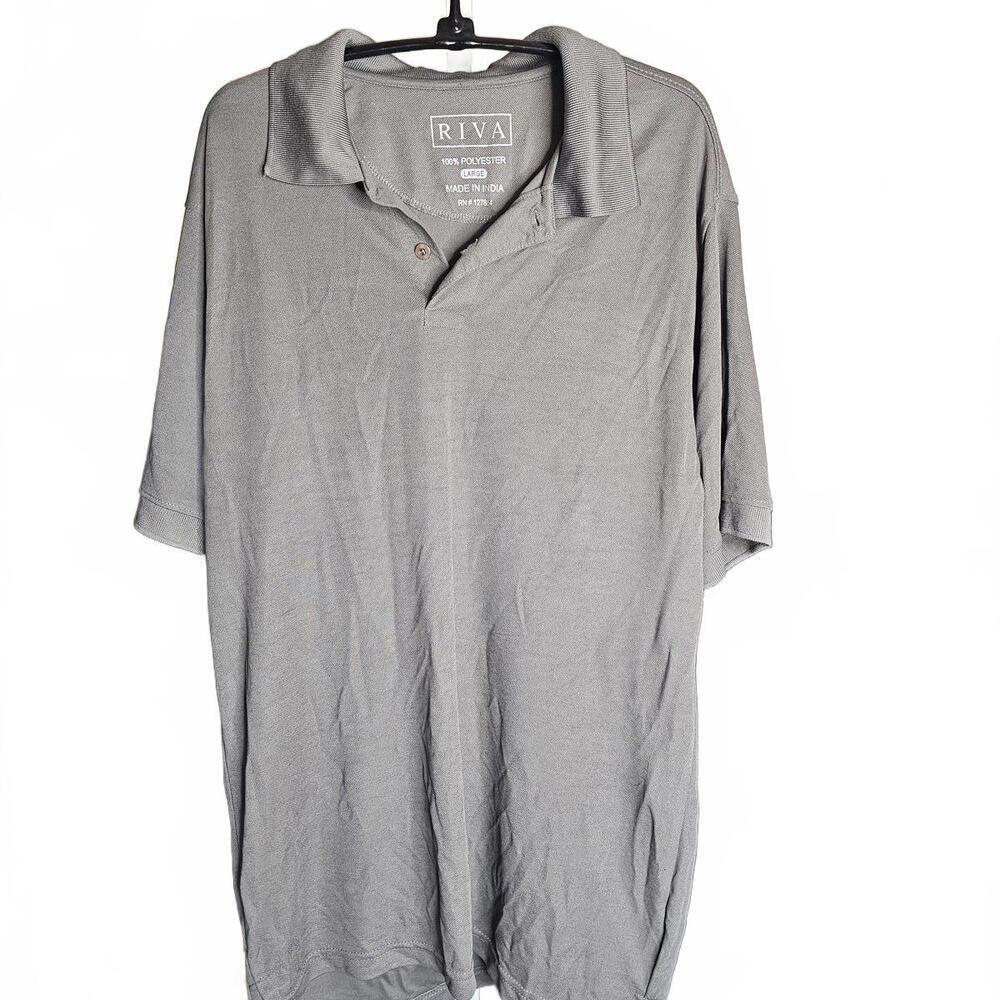 RIVA Men's Gray Polyester Polo Shirt Large